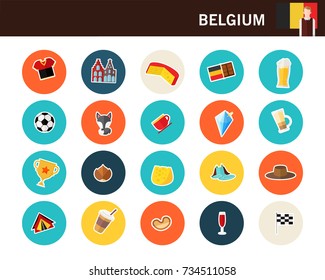 Belgium concept flat icons