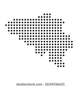 Belgium country dotted map. Black spot pixel illustration isolated on white background. Vector circle mosaic.