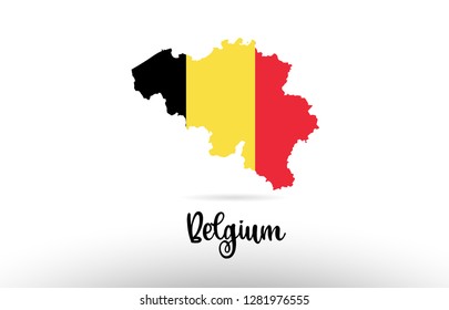 Belgium country flag inside country border map design suitable for a logo icon design