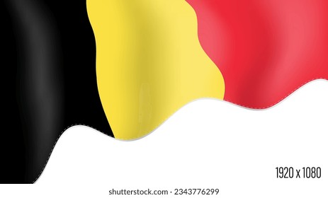 Belgium country flag realistic independence day background. Belgian commonwealth banner in motion waving, fluttering in wind. Festive patriotic HD format template for independence day