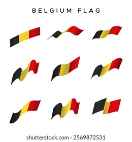 Belgium Country flag vector pack with waving style. For design elements with the concept of celebrating Belgium's big day.