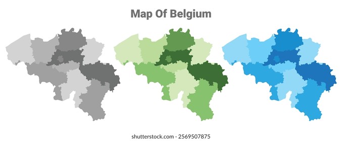 Belgium country map in different colors