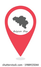 Mapa del país de Bélgica en el icono de ubicación.