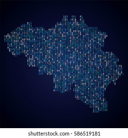 Belgium country map made from binary code numbers.
