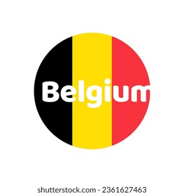 Belgium country name vector lettering with national flag color.