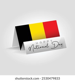 Belgium country paper flag standing on the ground. Happy national day flag design.