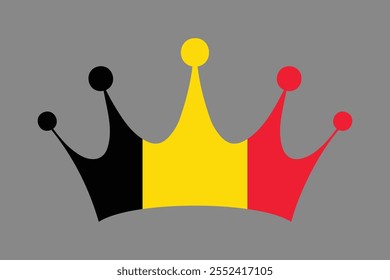 Forma da coroa belga com bandeira, Bandeira da Bélgica símbolo nacional ilustração Vetor, Retângulo Bélgica bandeira ilustração, Vetor plano ilustração
