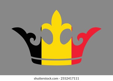 Forma da coroa belga com bandeira, Bandeira da Bélgica símbolo nacional ilustração Vetor, Retângulo Bélgica bandeira ilustração, Vetor plano ilustração
