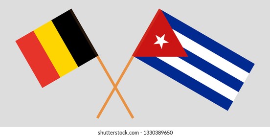 Belgium and Cuba. The  Belgian and Cuban flags. Official colors. Correct proportion. Vector illustration