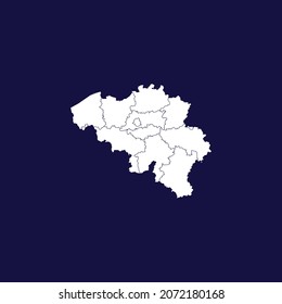belgium detailed white map isolated on dark blue background 