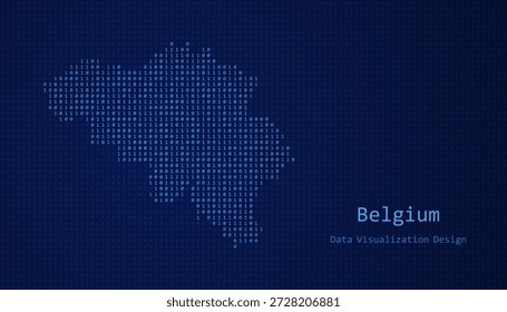 Bélgica Mapa digital formado con unos y ceros para el diseño de visualización de datos