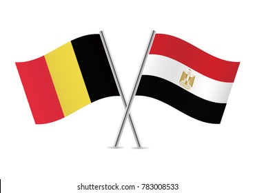 Belgium and Egypt flags. Vector illustration.