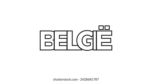 Belgium emblem for print and web. Design features geometric style, vector illustration with bold typography in modern font. Graphic slogan lettering isolated on white background.