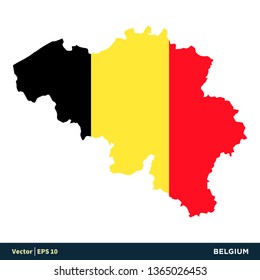 Belgium - Europe Countries Map and Flag Vector Icon Template Illustration Design. Vector EPS 10.