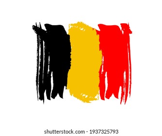 Belgium Europe country flag vector background  icon watercolor dry brush ink texture illustration independence Day celebration banner 