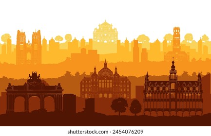 Belgium famous landmark silhouette style,vector illustration