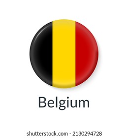 Belgien markiert 3d Symbol, Kreis-Button oder Button. Runde belgisches Nationalsymbol. Vektorgrafik.