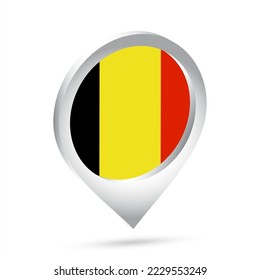Belgium flag 3d pin icon. Vector illustration.