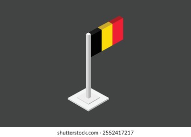 Bandeira da Bélgica estilo 3d, Bandeira da Bélgica símbolo nacional ilustração Vetor, Retângulo Bélgica bandeira ilustração, Vetor plano ilustração
