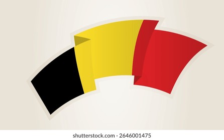 Belgium Flag in Abstract Ribbon Shape, National Symbol of the Belgium. This vector is ideal for use in national events, Independence Day, international sports competitions.