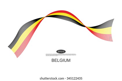 Belgium flag. Abstract Belgium ribbons isolated on white. 