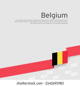 Belgium flag background. Belgium flag colored ribbon on a white background. National Poster. Business booklet. Vector flat design. State belgian patriotic banner, cover