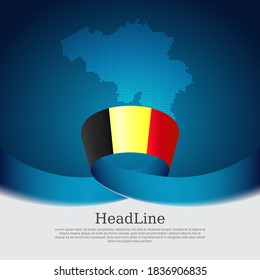 Hintergrund der belgischen Flagge. Belgien Flagge, Mosaikkarte auf blauem weißem Hintergrund. Nationales belgisches Poster. patriotisches Vektordesign-State-Banner, Cover, Business-Flyer