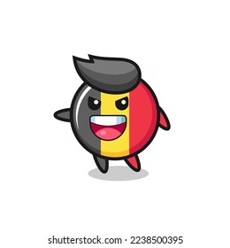 belgium flag badge cartoon with very excited pose , cute style design for t shirt, sticker, logo element