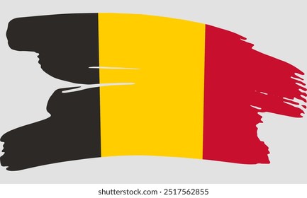 Belgium flag brush paint texture. Grunge Belgium flag. Belgium emblem brush concept
