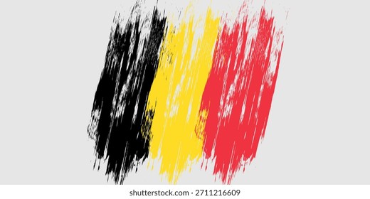 Diseño de trazo de pincel de bandera de Bélgica.