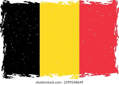Belgium flag brush stroke with grunge distressed texture