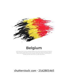 Belgium flag. Brush strokes. Brush painted belgian flag on a white background. Vector design, template national poster with place for text. State patriotic banner of belgium, cover. Copy space