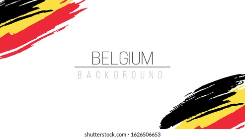 Belgium flag brush style background with stripes. Stock vector illustration isolated on white background.