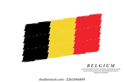 Belgium flag brush vector background. Grunge style country flag of Belgium brush stroke isolated on white background