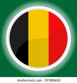 Belgium flag button on green background