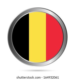 Belgium flag button on a white background. The colors of the original. Vector illustration.