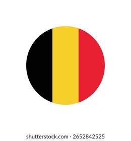 Botão Bandeira da Bélgica. Ícone da bandeira do Arredondamento da Bélgica. Bandeira da Bélgica Vetor para a celebração do dia da independência Png no fundo transparente.