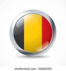 Belgium flag button - vector illustration
