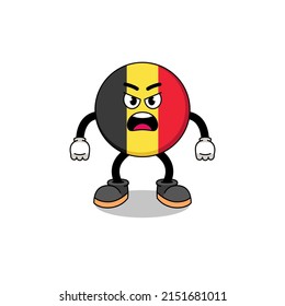 belgium flag cartoon illustration with angry expression