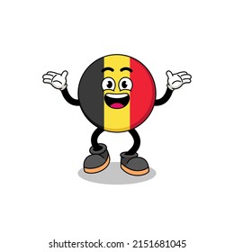 belgium flag cartoon searching with happy gesture