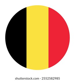 Belgium flag, circle frame, round icon