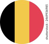 Belgium flag. Belgium circle flag. Icon design. Circular icon. Round flag. Standard colors. Computer illustration. Digital illustrations. Vector illustration.