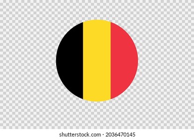 Belgium flag in circle shape isolated  on png or transparent  background,Symbol of  Belgium, template for banner,card,advertising, magazine,vector,top gold medal winner sport country 