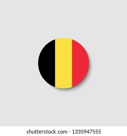 Belgium flag in circle shape, with shadow. National Belgium flag. Vector.