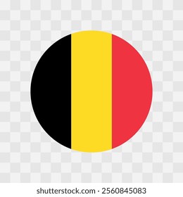 Belgium flag - circle vector flag isolated on checkerboard transparent background