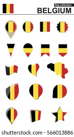Belgium Flag Collection. Big set for design. Vector Illustration.