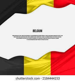 Belgium flag design. Waving Belgian flag made of satin or silk fabric. Vector Illustration.