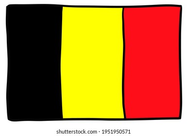 Belgium flag Doodle Hand drawing sketch simple vector illustration 