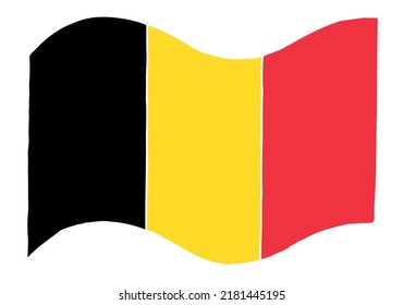 Belgium Flag In Doodle Style. Hand Drawn. Freehand Drawing. Sketch.	