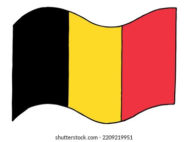 Belgium Flag In Doodle Style. Hand Drawn. Freehand Drawing. Sketch.	